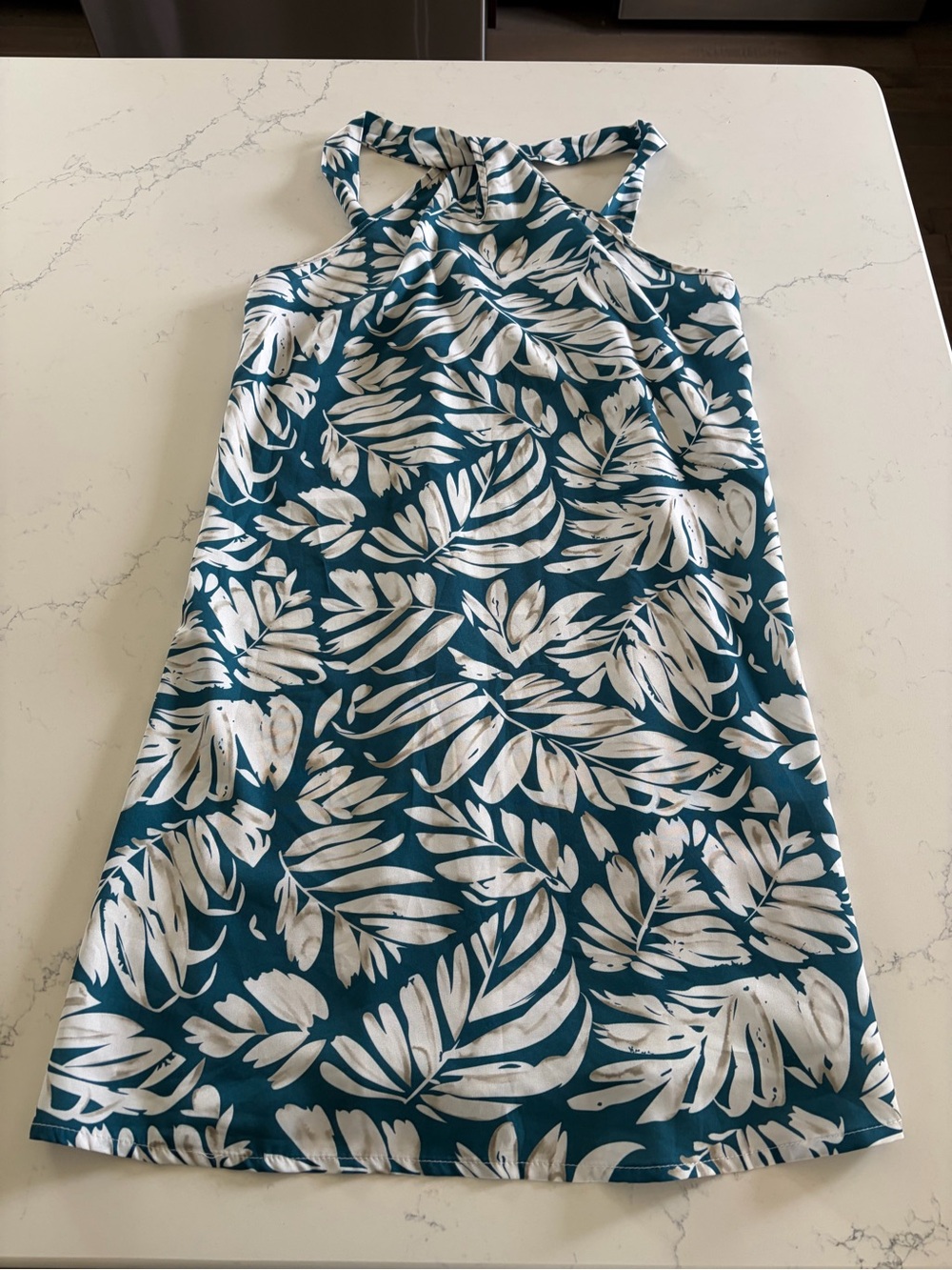Teal Leaf Halter Dress - Women’s Medium